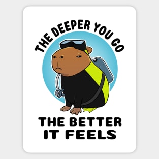 The deeper you go the better it feels Capybara Scuba Diver Sticker